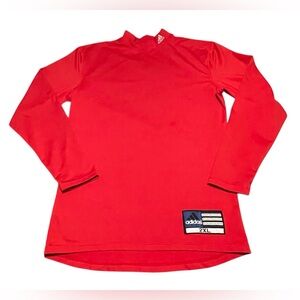 adidas Red Long Sleeve Training Top Performance Base Layer Mock Neck Scarlet 2XL